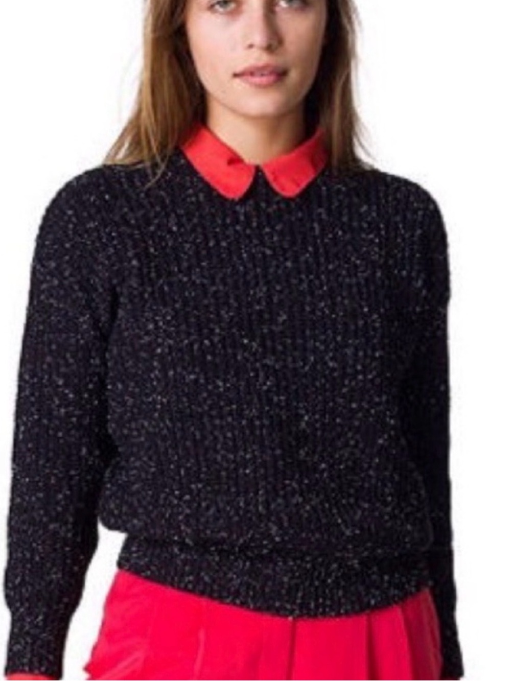 American apparel fisherman sweater black and white speckle 100% cotton small